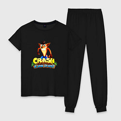 Пижама хлопковая женская Crash Bandicoot, цвет: черный
