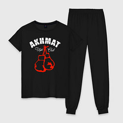 Пижама хлопковая женская Akhmat Fight Club, цвет: черный