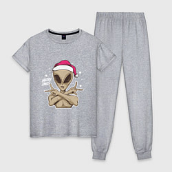 Пижама хлопковая женская Alien Santa, цвет: меланж