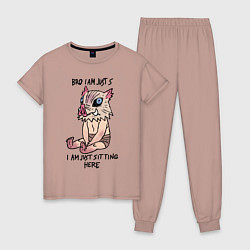 Пижама хлопковая женская ИНОСКЕ ХАШИБИРА, цвет: пыльно-розовый