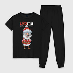 Пижама хлопковая женская SantaSTYLE, цвет: черный