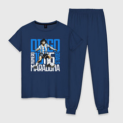 Пижама хлопковая женская 10 Diego Maradona, цвет: тёмно-синий
