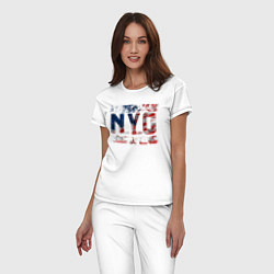 Пижама хлопковая женская Нью-Йорк Сити, цвет: белый — фото 2