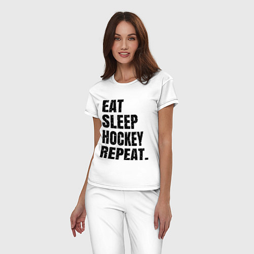 Женская пижама EAT SLEEP HOCKEY REPEAT / Белый – фото 3