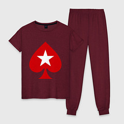 Пижама хлопковая женская Покер Пики Poker Stars, цвет: меланж-бордовый