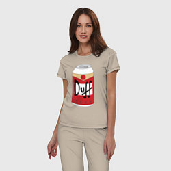 Пижама хлопковая женская Duff Beer, цвет: миндальный — фото 2