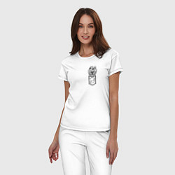 Пижама хлопковая женская Йорк в кармашке, цвет: белый — фото 2