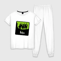 Пижама хлопковая женская Ливерпульская четверка Beatles, цвет: белый