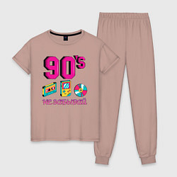 Пижама хлопковая женская НЕ ЗАБЫВАЙ 90-е, цвет: пыльно-розовый