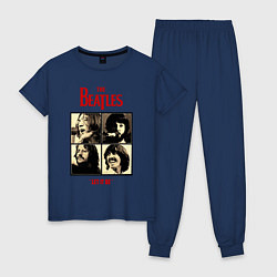 Пижама хлопковая женская The Beatles LET IT BE цвета тёмно-синий — фото 1