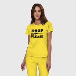 Пижама хлопковая женская Drop Please, цвет: желтый — фото 2