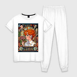 Пижама хлопковая женская Обещанный неверленд, Эмма emma, цвет: белый