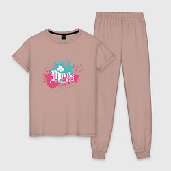 Пижама хлопковая женская Cyberpunk, Moxes gang, цвет: пыльно-розовый