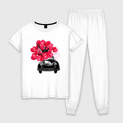 Пижама хлопковая женская Машина мечты, цвет: белый