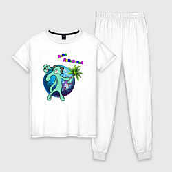 Пижама хлопковая женская Аквадискотека, цвет: белый