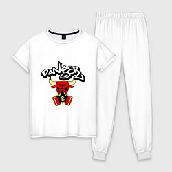 Пижама хлопковая женская Danger Chicago Bulls цвета белый — фото 1