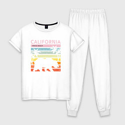 Пижама хлопковая женская California venice beach, цвет: белый
