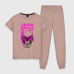 Пижама хлопковая женская Skull Hooligan, цвет: пыльно-розовый