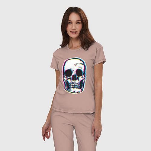 Женская пижама Glitch Skull / Пыльно-розовый – фото 3