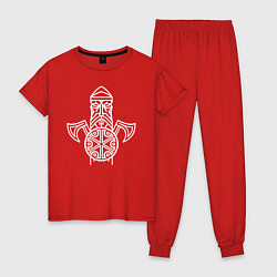Пижама хлопковая женская Перун Бог Воинов, цвет: красный