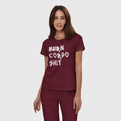 Пижама хлопковая женская BURN CORPO SHIT, цвет: меланж-бордовый — фото 2