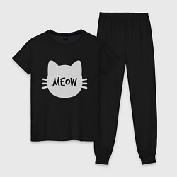 Пижама хлопковая женская Meow, цвет: черный