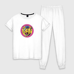 Пижама хлопковая женская Кот Панк, цвет: белый