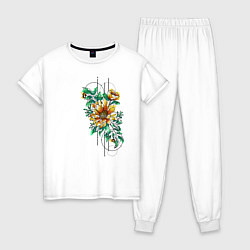 Пижама хлопковая женская Sunflower, цвет: белый
