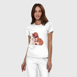 Пижама хлопковая женская Лис и зайка, цвет: белый — фото 2