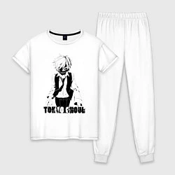 Пижама хлопковая женская Токийский гуль Канеки Кен, цвет: белый