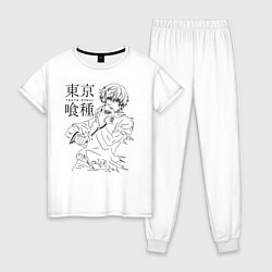 Пижама хлопковая женская Токийский гуль без маски, цвет: белый