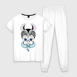 Пижама хлопковая женская Зебра, цвет: белый