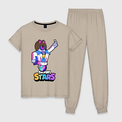Пижама хлопковая женская STU Disco СТУ Диско, цвет: миндальный