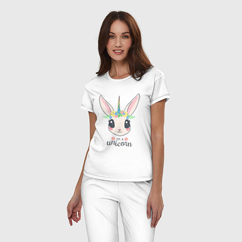Женская пижама Кролик-единорог / Белый – фото 3