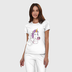Пижама хлопковая женская Злой Единорог, цвет: белый — фото 2