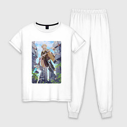 Пижама хлопковая женская Подхваченный ветром, цвет: белый