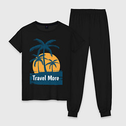 Пижама хлопковая женская Travel more, цвет: черный