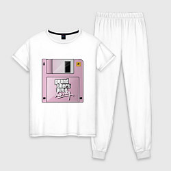 Пижама хлопковая женская Дискета GTA, цвет: белый