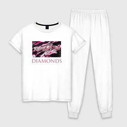 Пижама хлопковая женская DIAMONDS, цвет: белый