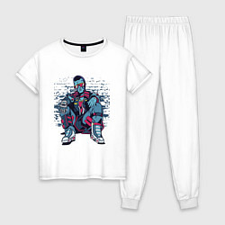 Пижама хлопковая женская Cyberpunk Urban Man, цвет: белый