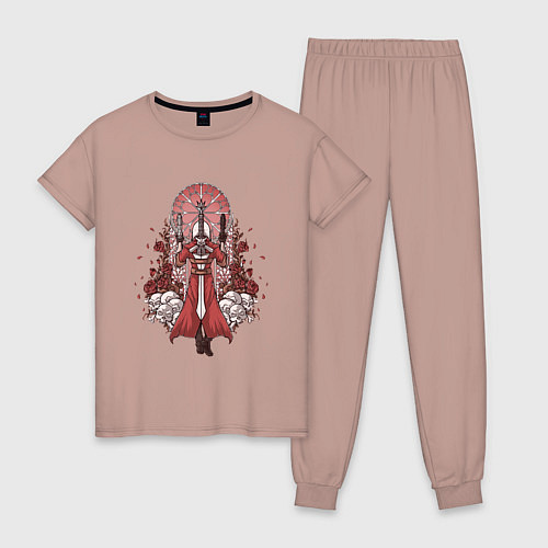 Женская пижама Данте в розах / Пыльно-розовый – фото 1