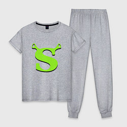 Пижама хлопковая женская Shrek: Logo S, цвет: меланж