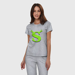Пижама хлопковая женская Shrek: Logo S, цвет: меланж — фото 2