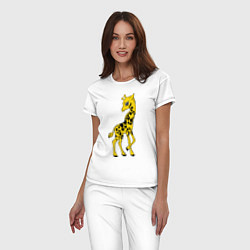 Пижама хлопковая женская Маленький жираф, цвет: белый — фото 2