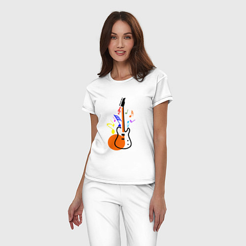 Женская пижама Цветная гитара / Белый – фото 3