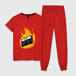 Пижама хлопковая женская BTS FIRE БТС ОГОНЬ, цвет: красный