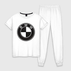 Пижама хлопковая женская BMW LOGO CARBON, цвет: белый