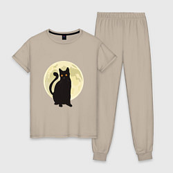 Пижама хлопковая женская Moon Cat, цвет: миндальный