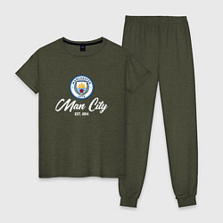 Пижама хлопковая женская MAN CITY EST 1894, цвет: меланж-хаки
