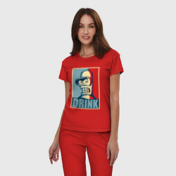 Пижама хлопковая женская Bender, цвет: красный — фото 2